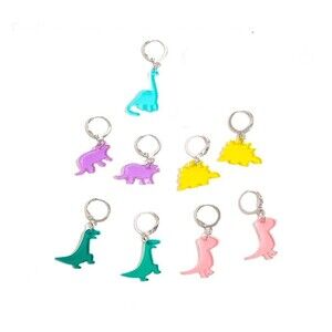 4 pairs dinosaur dangle earrings set pastel colorful y2k cute dino aesthetic